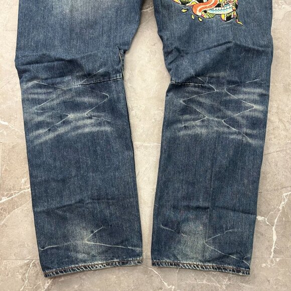 Vintage Ed Hardy Jeans Mens 48x34 Dead Stock Baggy Christian Audigier y2k Skull - Picture 3 of 16